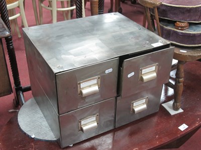 Lot 1484 - Bank of Four Silver Painted Desk Top Metal...