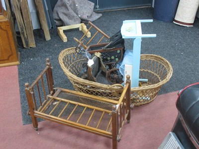Lot 1491 - Wicker Cradle, dolls cot and prams