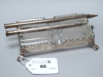 Lot 66 - A Hallmarked Silver Mounted Cut Glass Pen Rest,...