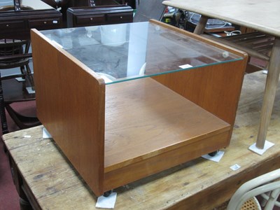Lot 1508 - Teak Coffee Table, with glass top, 55cm square.
