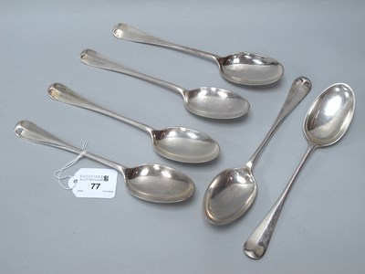 Lot 77 - Six Edwardian Hallmarked Silver Rattail...
