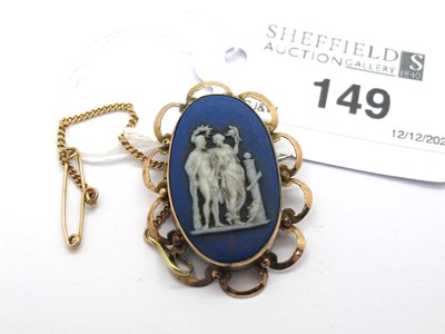Lot 149 - Wedgwood; An Antique Dark Blue Oval Panel...