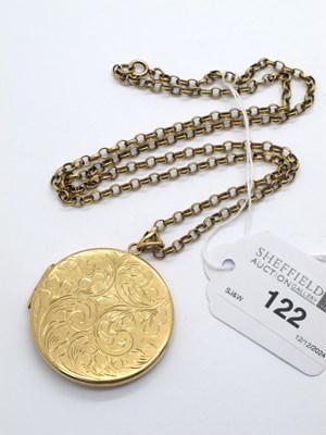 Lot 122 - A 9ct Gold Circular Locket, of foliate design,...