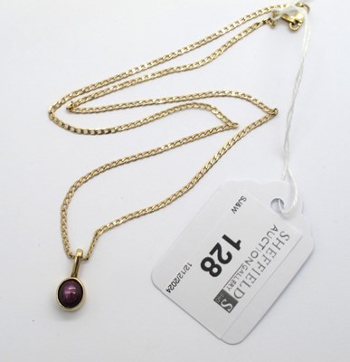 Lot 128 - A 9ct Gold Flat Curb Link Chain, suspending a...