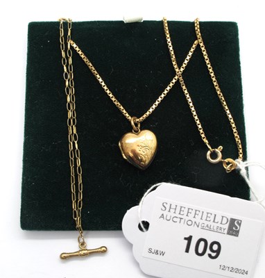Lot 109 - A 9ct Gold Box Link Chain, suspending a...