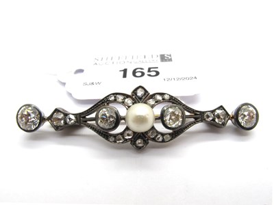 Lot 165 - An Early XX Century Diamond and Pearl Set Bar...