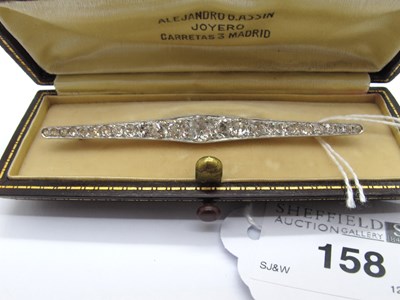 Lot 158 - An Early XX Century Diamond Bar Brooch, of...