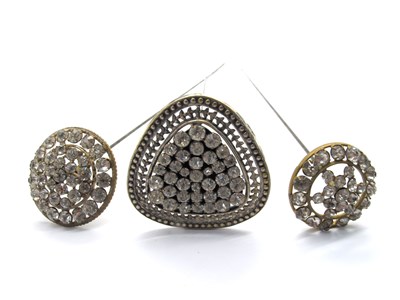 Lot 182 - Three Vintage Clear Paste Set Hatpins, to...