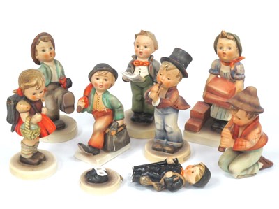 Lot 1204 - Eight Goebel Figures, including Boy with Pipe,...