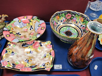 Lot 1194 - A Losol Ware Orange Lustre Marbled Vase of...