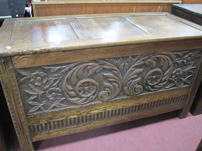 Lot 1539 - Oak Blanket Chest with Three Panelled Top,...