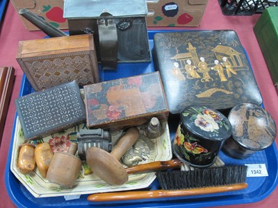 Lot 1342 - Treen Butter Mould. Papier Mache and wooden...