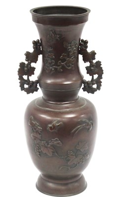 Lot 1298 - Oriental - Japanese Meiji Period Bronze Vase,...