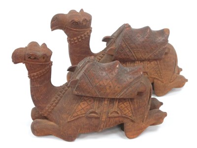 Lot 1300 - Pair of Indian Hardwood Models of Encumbent...