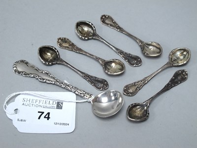 Lot 74 - A Set of Six Decorative Salt Spoons, stamped...