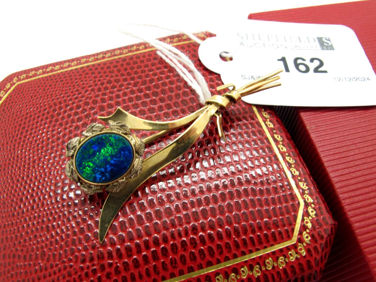 Lot 162 - A Vintage Opal Doublet (?) Set Abstract Floral...