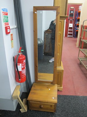 Lot 1473 - Pine Cheval Mirror, having single drawer,...