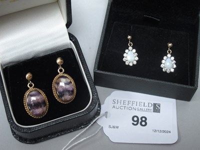 Lot 98 - A Pair of 9ct Gold Blue John Drop Earrings,...
