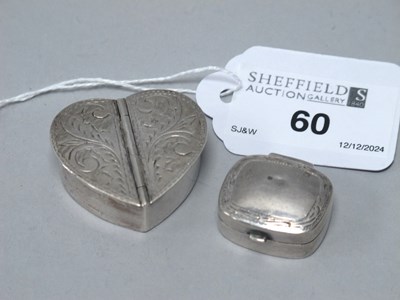 Lot 60 - A Novelty Heartshaped Double Sided Pill Box,...