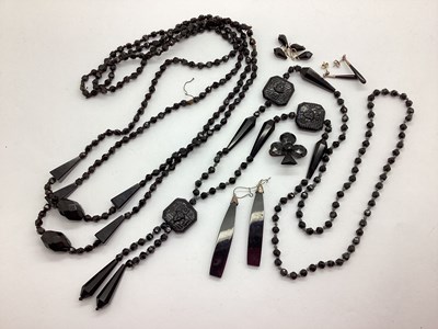Lot 90 - A Collection of French Jet Coloured Jewellery,...