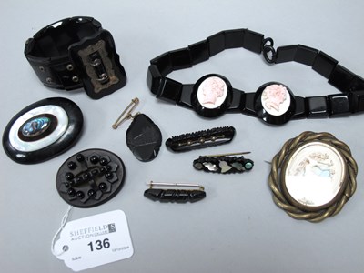 Lot 136 - A Collection of Jet Coloured Jewellery, to...
