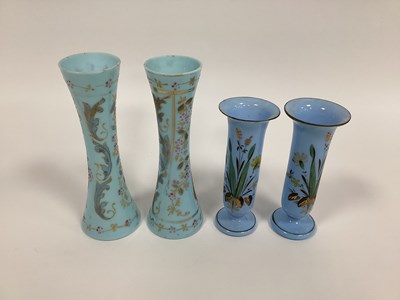 Lot 1007 - A Pair of XIX Century Turquoise Waisted Glass...