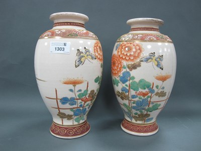 Lot 1303 - Oriental - Pair of Japanese Satsuma vases,...