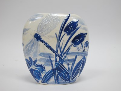 Lot 1242 - Anita Harris Blue and White Lustre 'Dragonfly'...