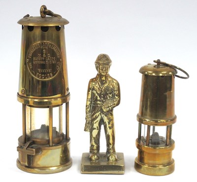 Lot 1380 - Eccles Brass Miners Safety Lamp, Type 6, 25cm,...
