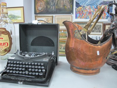 Lot 1393 - Imperial Typewriter, copper coal helmet with...