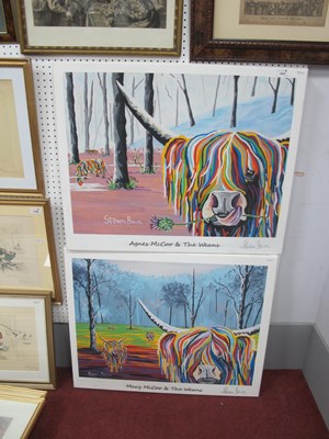 Lot 1457 - Steven Brown, Two canvas prints, titled Mary...