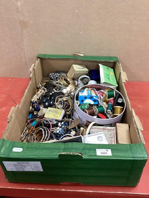 Lot 1031 - Ladies costume jewellery, cotton reels etc....