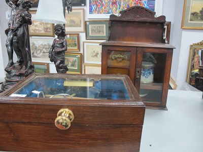 Lot 1397 - Oak smoker's cabinet, 41.5cm tall with pipe...