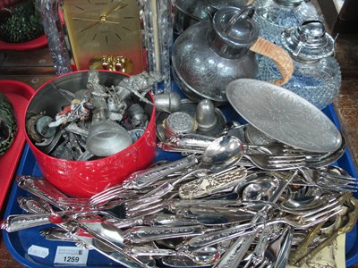 Lot 1259 - Italian Cutlery, pewter figurines, Seiko clock...