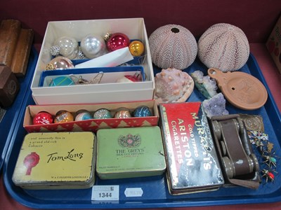 Lot 1344 - Christmas Decorations, seashells, tins,...