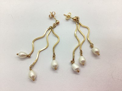 Lot 89 - A Pair of Modern 9ct Gold Drop Earrings, each...