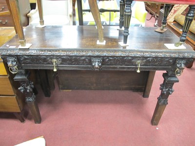 Lot 1548 - XIX Century Carved Oak Side Table, with two...