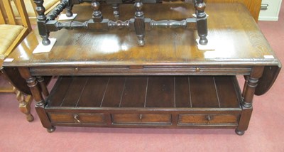 Lot 1489 - Oak Coffee Table, with drop leaves, brush...