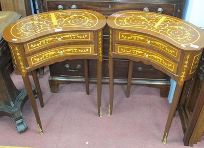 Lot 1488 - A Pair of French Style Kidney Shaped Inlaid...