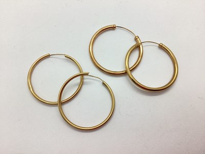 Lot 94 - A Pair of Sleeper Hoop Earrings, together with...