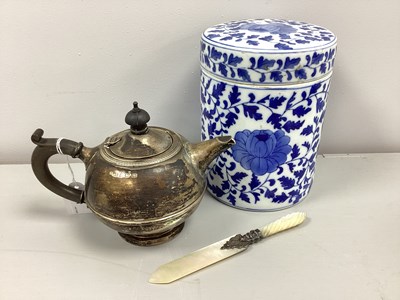 Lot 21 - An Art Deco Hallmarked Silver Teapot, H.C.D(?),...