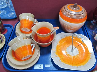 Lot 1180 - Myott Art Deco Part Tea Set, handpainted in an...