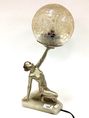 Lot 1383 - Art Deco Table Lamp with Globular Shade,...