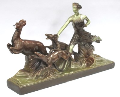 Lot 1375 - Art Deco Belgian Chalkware FIgure Group of...