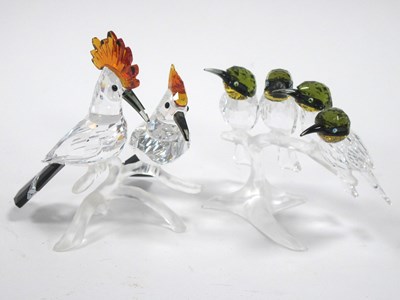 Lot 1248 - Swarovski Pair of Hoopoes perched on branch...