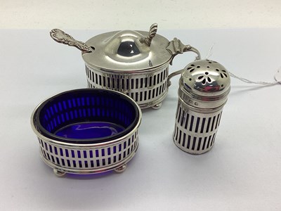 Lot 36 - A Hallmarked Silver Art Deco Condiment Set,...