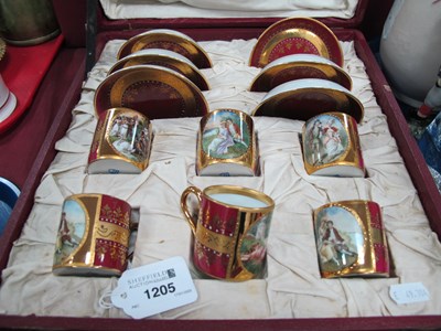 Lot 1205 - Austrian Cabinet Coffee Set, in maroon and...