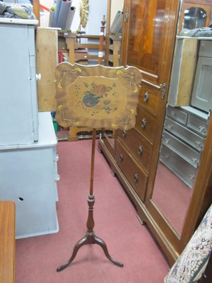 Lot 1484 - XIX Century Pole Screen, with adjustable...