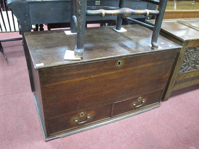 Lot 1537 - Georgian Oak Blanket Chest, with twin lower...