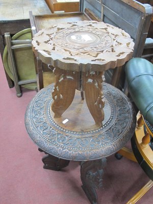 Lot 1542 - Indian Inspired Carved Hardwood Coffee Table,...